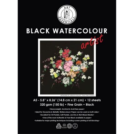 Art Essentials Black Artist Watercolour Paper Fine Grain 320 GSM A5