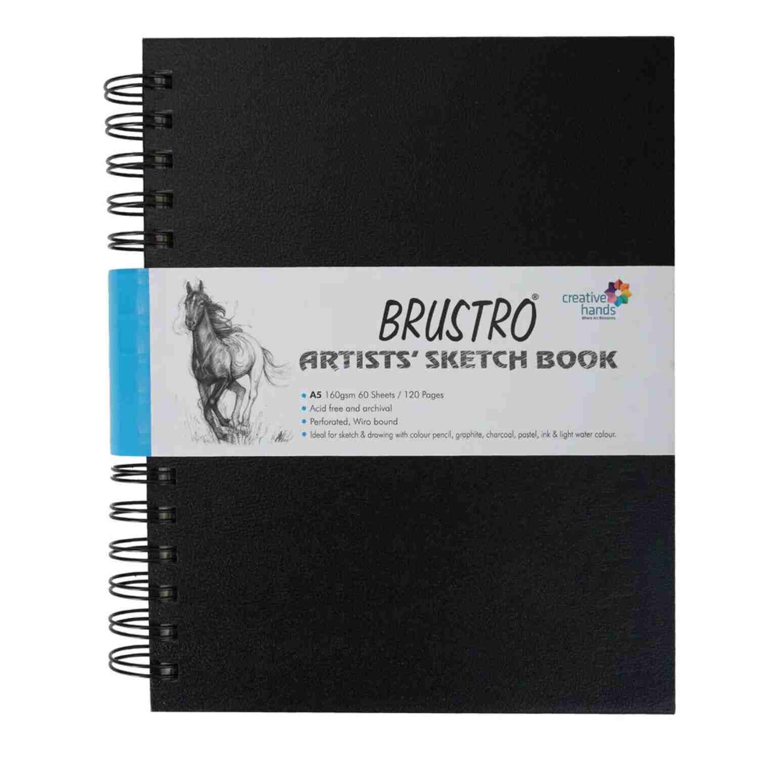 Brustro ASBA5 BRUSTRO Artists Wiro Bound Sketch Book | Spiral | A5 Size | 120 Pages - 160 GSM - Image 1