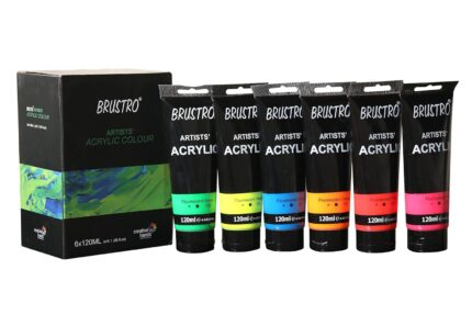 Brustro Artists’ Acrylic 120ml, Pack of 6 Flourescent Shades