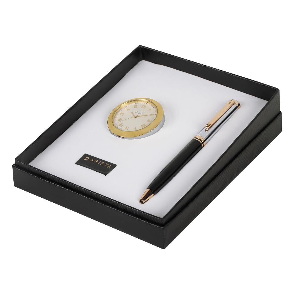 51sqP6euC1L._SL1120_ Arista | Ballpoint Pen | Black Barrel Chrome Cap With Gold Trim | With Gold Chrome Table Clock