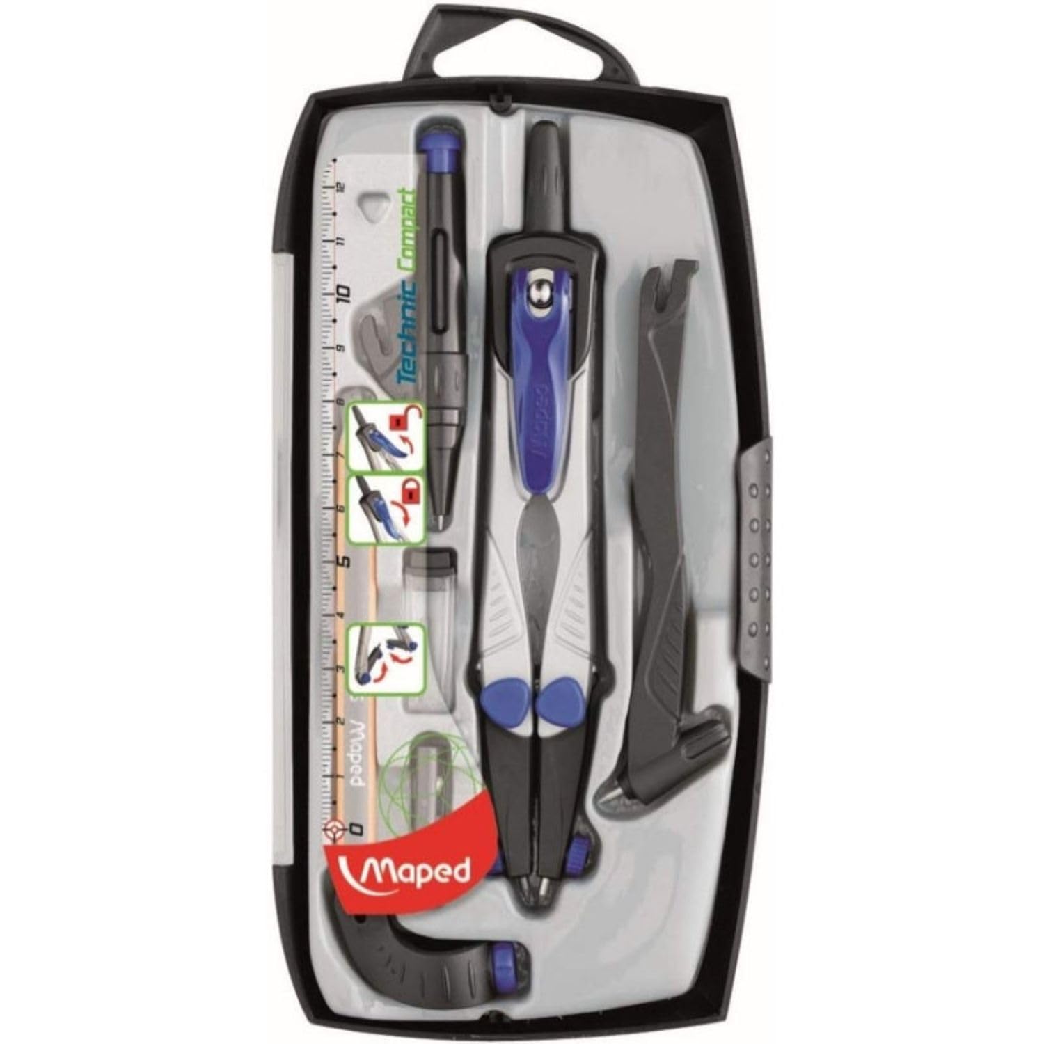 61CK9Tt8VAL._SL1500_ Maped Technic Compass with Extension Leg – Set of 7 Math Instruments