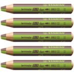 Stabilo | Multi-Talented Pencil | Woody 3 In 1 Duo | Light Green/Brown | Pack of 5