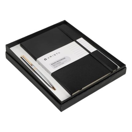Arista | Ballpoint Pen | Chrome With Gold Trim | With A5 Note Book