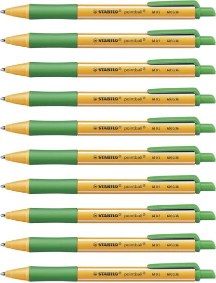 Stabilo | Pointball | Ballpoint Pen | Green | Pack Of 10