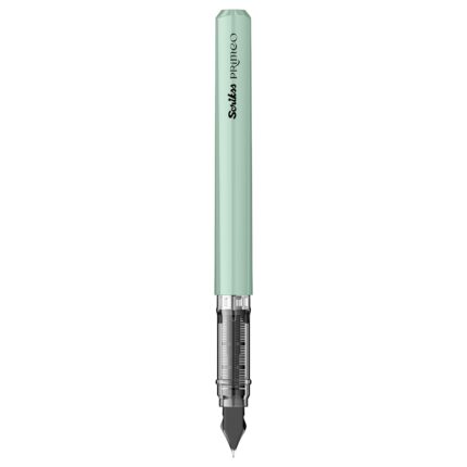Scrikss Primeo Medium Nib Fountain Pen | 3 Cartridges Included | Stainless Steel Nib & ABS Body | Mint | in Blister Pack