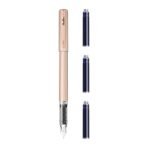 Scrikss Primeo Medium Nib Fountain Pen | 3 Cartridges Included | Stainless Steel Nib & ABS Body | Latte Pastel Brown| in Blister Pack