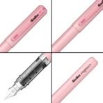 Scrikss Primeo Medium Nib Fountain Pen | 3 Cartridges Included | Stainless Steel Nib & ABS Body | Pink | in Blister Pack