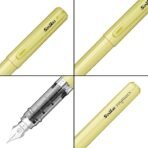 Scrikss Primeo Medium Nib Fountain Pen | 3 Cartridges Included | Stainless Steel Nib & ABS Body | Kiwi Green | in Blister Pack