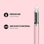 Scrikss Primeo Medium Nib Fountain Pen | 3 Cartridges Included | Stainless Steel Nib & ABS Body | Pink | in Blister Pack