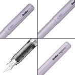 Scrikss Primeo Medium Nib Fountain Pen | 3 Cartridges Included | Stainless Steel Nib & ABS Body | Lilac | in Blister Pack