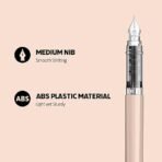 Scrikss Primeo Medium Nib Fountain Pen | 3 Cartridges Included | Stainless Steel Nib & ABS Body | Latte Pastel Brown| in Blister Pack