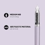 Scrikss Primeo Medium Nib Fountain Pen | 3 Cartridges Included | Stainless Steel Nib & ABS Body | Lilac | in Blister Pack