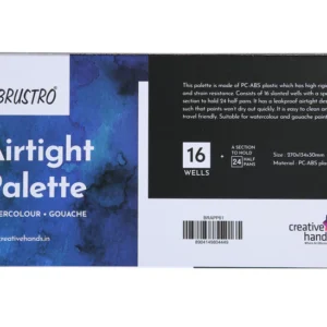 BRUSTRO Artists’ AIRTIGHT Palette 16 Wells for Watercolour and Gouache with a Special Section to Hold 24 Half Pans and a Removable Clear Tray