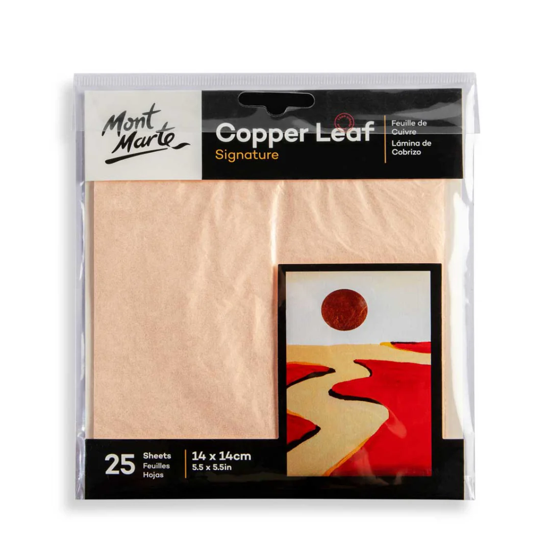 Mont Marte Imitation Copper Leaf Signature 14cm x 14cm (5.5in) 25-Sheets Mont Marte Imitation Copper Leaf Signature 14cm x 14cm (5.5in) 25-Sheets