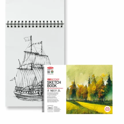Anupam Pro Sketcher Drawing Book with Butter Paper Pages Spiral-Bound Sketchpad 140 GSM for Artists, Kids & Professionals (32 Sheets, 64 Pages)