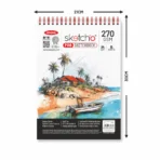 Anupam Sketch-O Pro Spiral Bound Sketchbook – 270 GSM Acid-Free Natural Shade Paper with Coarse Textured Surface - 15 Sheets