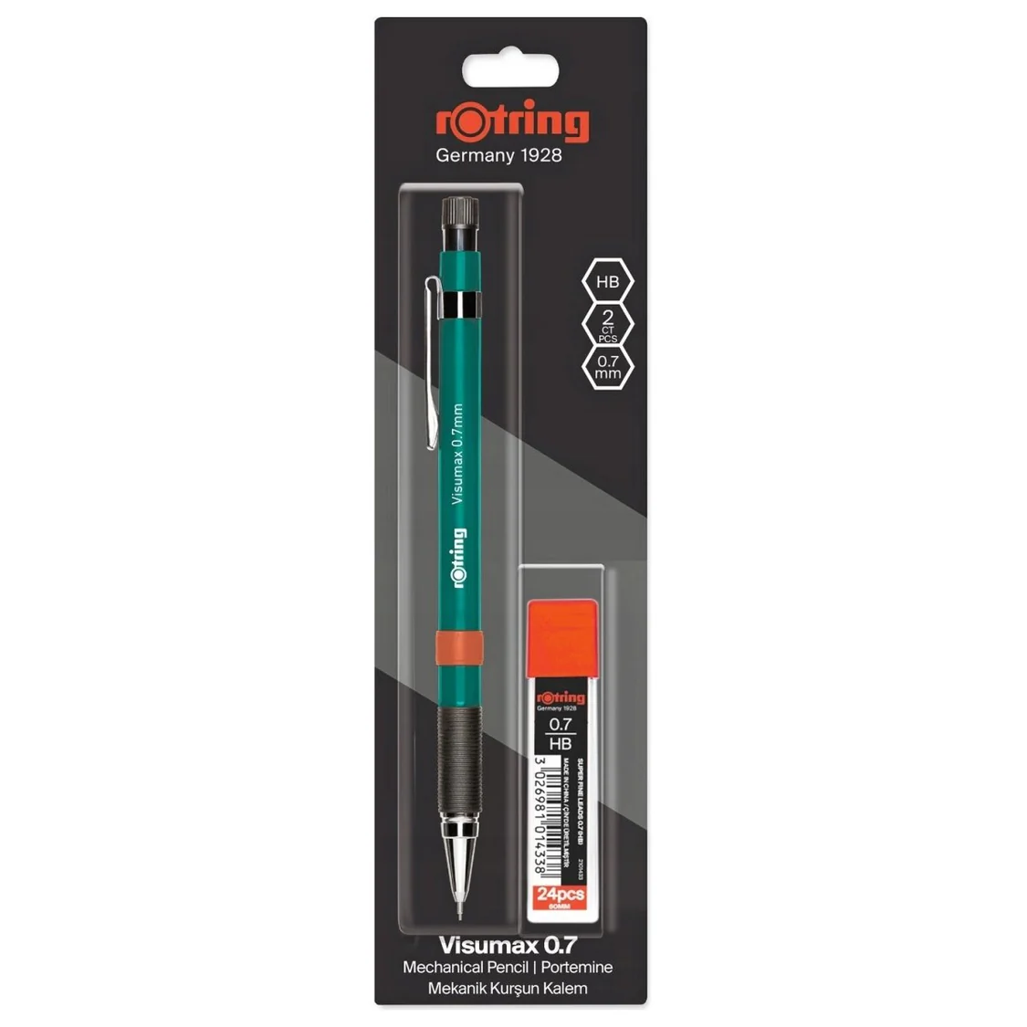 rotring-visumax-mechanical-pencil-07-mm-green-with-24-hb-leads-blister-pack-mechanical-pencil-scooboo-674724 Rotring | Visumax | Mechanical Pencil | 0.7 mm | Green