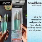 BRUSTRO AquaBloom Artist's Paint Brushes | Round | Set of 6 - Sizes (0, 2, 4, 6, 8, 10)