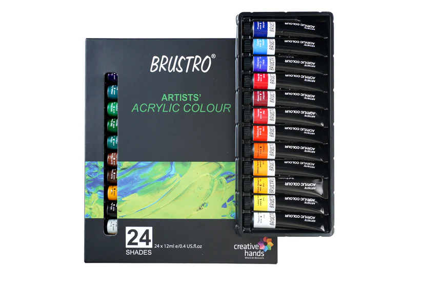 BRUSTRO Acrylic Paint colour set | Set of 24 Colours X 12ml Tubes