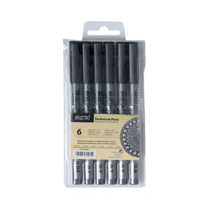 Brustro Technical Pen Black (Pack of 6)