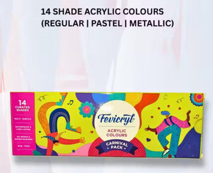 Pidilite Acrylic Colours Carnival Kit (14 Colors x 10 ml) - Regular,Metallic & Pastel