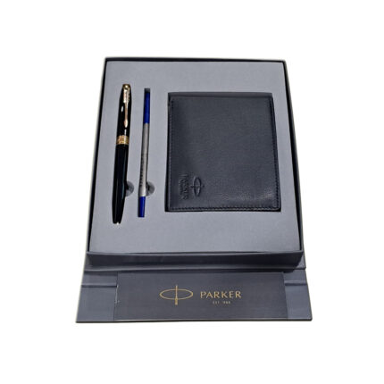 Parker Aster Giftset Lacque Black GT Rollerball Pen with Wallet