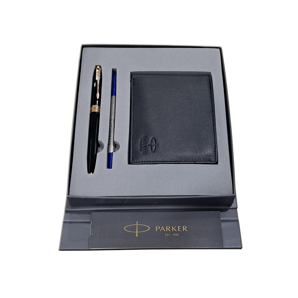 Parker Aster Giftset Lacque Black GT Rollerball Pen with Wallet Parker Aster Giftset Lacque Black GT Rollerball Pen with Wallet
