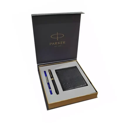 Parker ASTER Matte Black Gold Plated GT Roller Ball Pen with Wallet