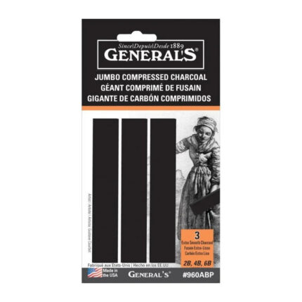 General Pencil Rectangular Jumbo Compressed Charcoal Sticks (2B, 4B and 6B)