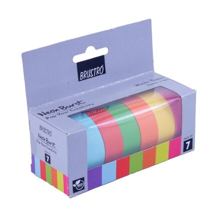 BRUSTRO Neon Burst Washi Tapes Set of 7 15 mm x 5 mtrs