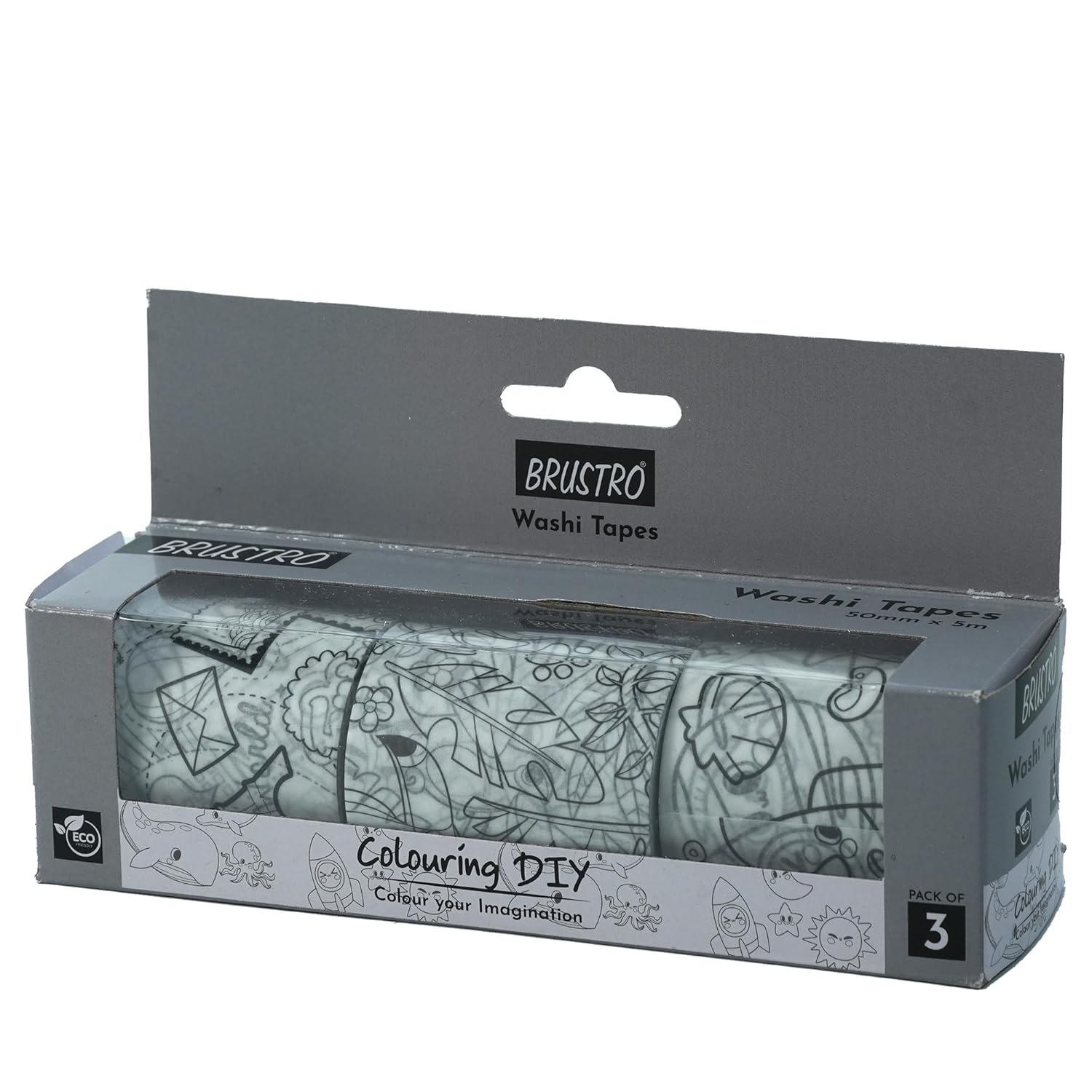 BRUSTRO Washi Masking Tapes DIY Colouring Tapes, 50 mm x 5 mtrs (Set of 3) 1 BRUSTRO Washi Tapes DIY Colouring tapes 50 mm x 5 mtrs Set of 3