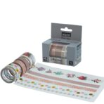 BRUSTRO Washi Tapes Foil Prints Glided Wonders Shade, Set of 5 (25 mm x 5m - 1 Tape, 15 mm x 5m - 3 Tapes, 7mm x 5m - 1 Tape)