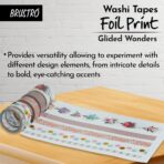 BRUSTRO Washi Tapes Foil Prints Glided Wonders Shade, Set of 5 (25 mm x 5m - 1 Tape, 15 mm x 5m - 3 Tapes, 7mm x 5m - 1 Tape)