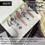 BRUSTRO Washi Tapes Foil Prints Glided Wonders Shade, Set of 5 (25 mm x 5m - 1 Tape, 15 mm x 5m - 3 Tapes, 7mm x 5m - 1 Tape)