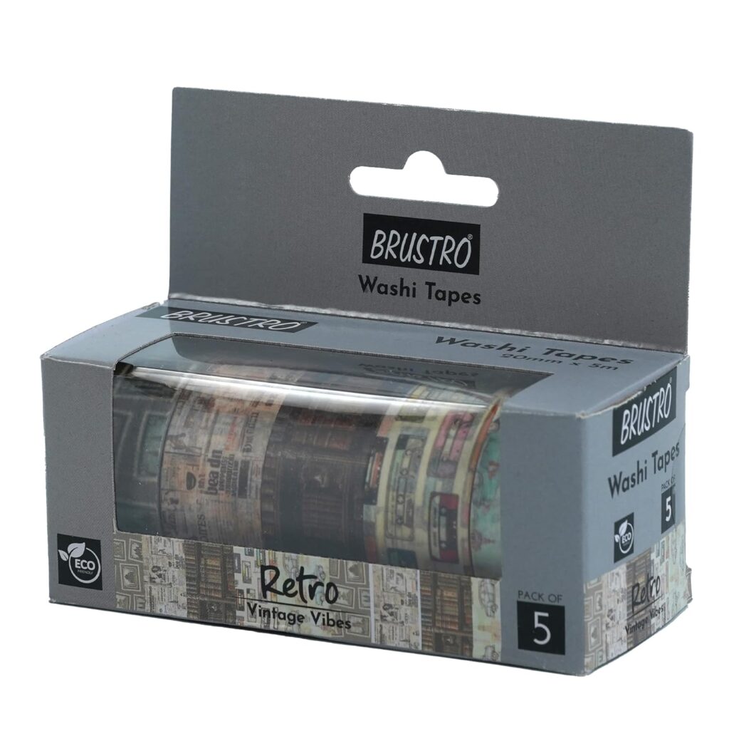 BRUSTRO Washi Tapes Retro Series 20 mm x 5 m (set of 5)