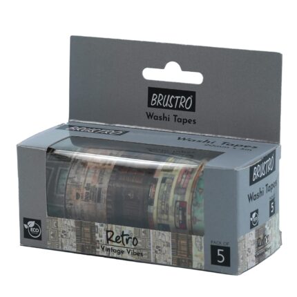 BRUSTRO Washi Tapes Retro Series 20 mm x 5 m (set of 5)