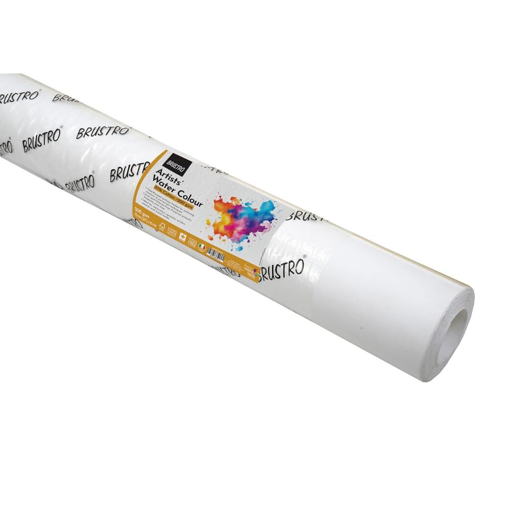Brustro Artists' Watercolour 25% Cotton Paper Roll 200 Gsm Cold Pressed Size 75 cm(30) x10 mtr Brustro Artists' Watercolour 25% Cotton Paper Roll 200 Gsm Cold Pressed Size 75 cm(30") x10 mtr