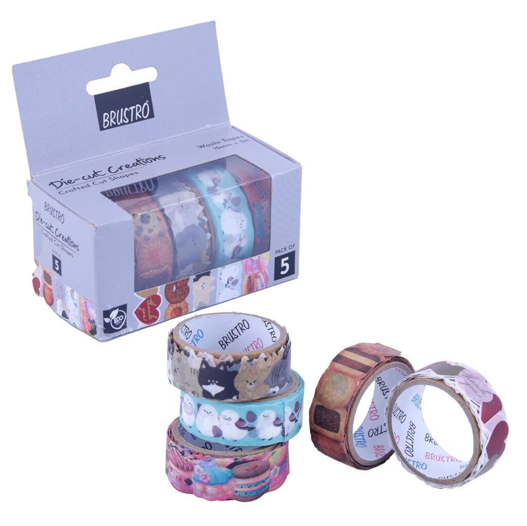 Brustro Die-Cut Creations Washi Tapes Set of 5 15 mm x 3 mtrs