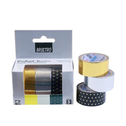 Brustro Radiant Basics Washi Tape Simple Yet Sparkling (Set of 3)