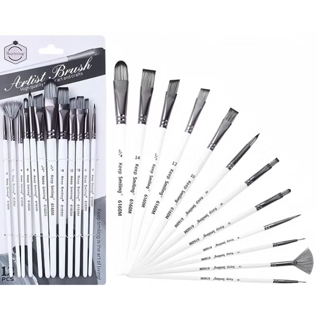 Keep Smiling 12 sizes Artist Brush Set (2) Keep Smiling Artist Brush Set 12 sizes