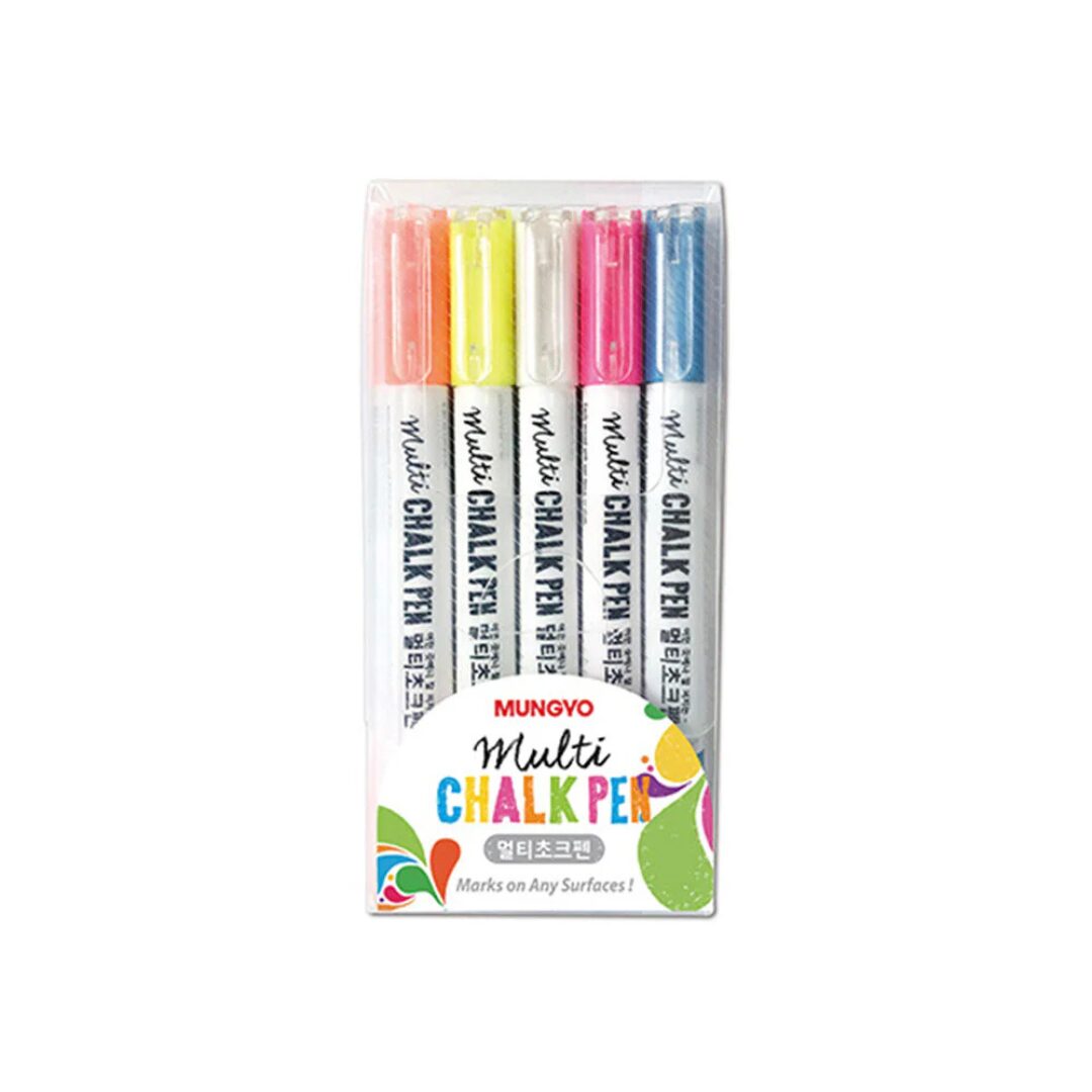 MUNGYO Multi Chalk Pen - Assorted 5 colors in a plastic case MUNGYO Multi Chalk Pen - Assorted 5 colors in a plastic case