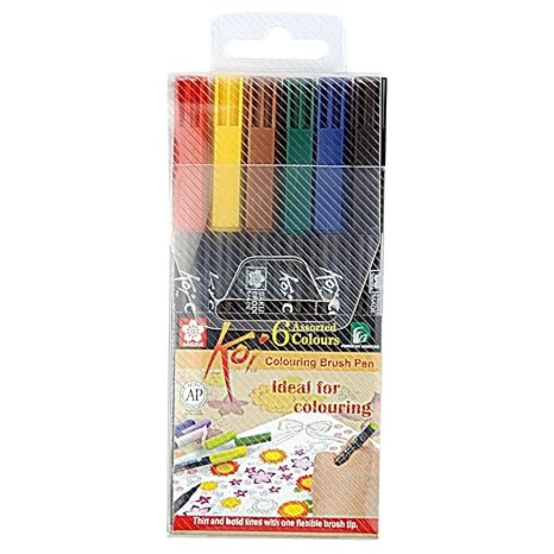 Sakura Gelly Roll Moonlight Pastel color Pack of 6 colored Pens (1) Sakura Koi Coloring Open Stock Brush Pen (Primary, Pack Of 6)