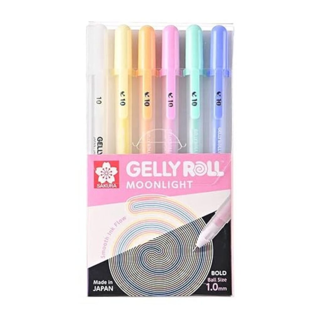 Sakura Gelly Roll Moonlight Pastel color Pack of 6 colored Pens