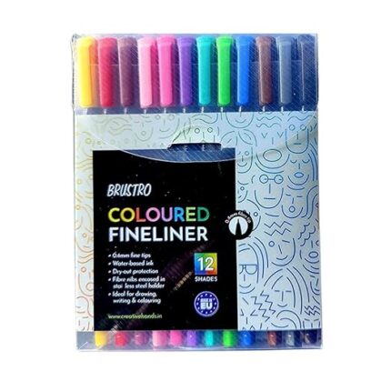 BRUSTRO Coloured Fineliner set of 12, 0.4mm Ideal For writing, drawing, doodles, mandala etc.
