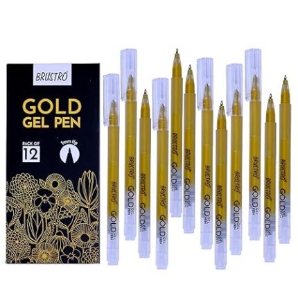 Brustro Gold Gel Pen Pack of 12 1mm Metal Tip