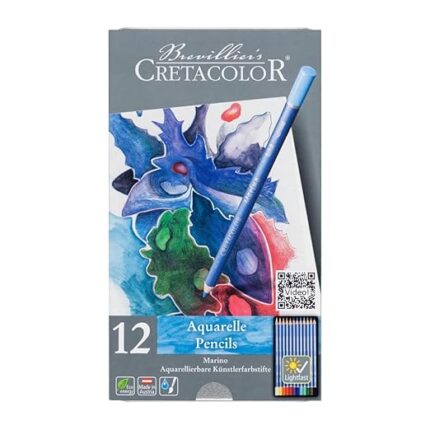 Cretacolor Marino Aquarelle Watercolor Pencil Set of 12 | Water Soluble Colour Pencils for Artists