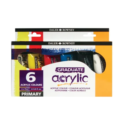 Daler Rowney Graduate Acrylic Set 6 x 75ml | Acrylic Paint Set for Beginners & Students