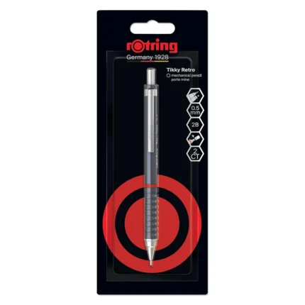 Rotring Tikky Retro Mechanical Pencil 0.5mm – Grey | 2B Lead & Built-In Eraser