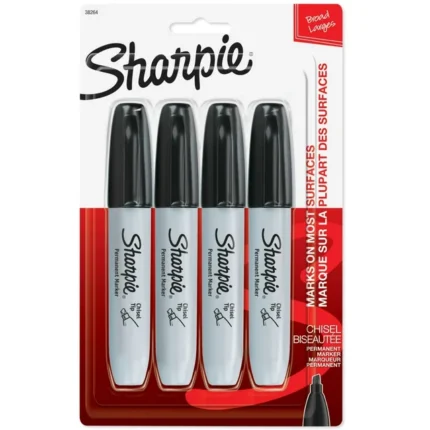 Sharpie Chisel Tip Permanent Markers Black 4 Count