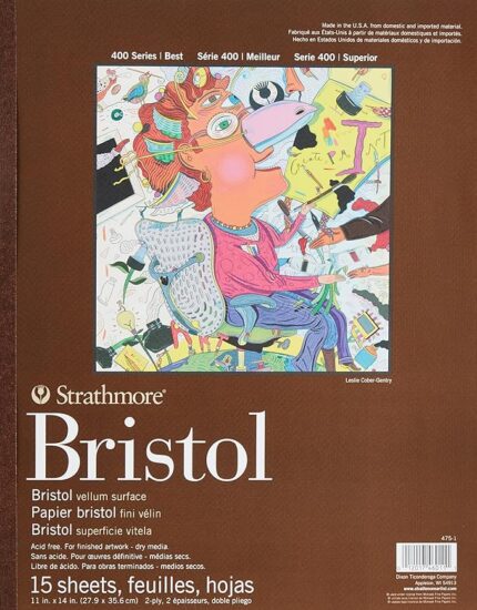 Strathmore 400 Series Bristol Vellum Surface Paper Pad 15 Sheets, 27.9 x 35.6 cm